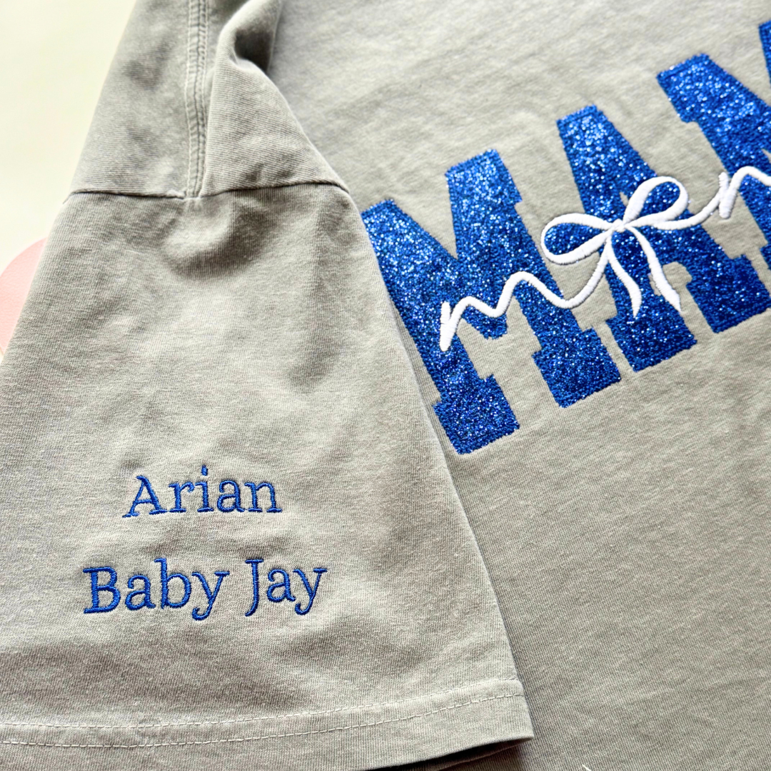 Mama Glitter Bow shirt